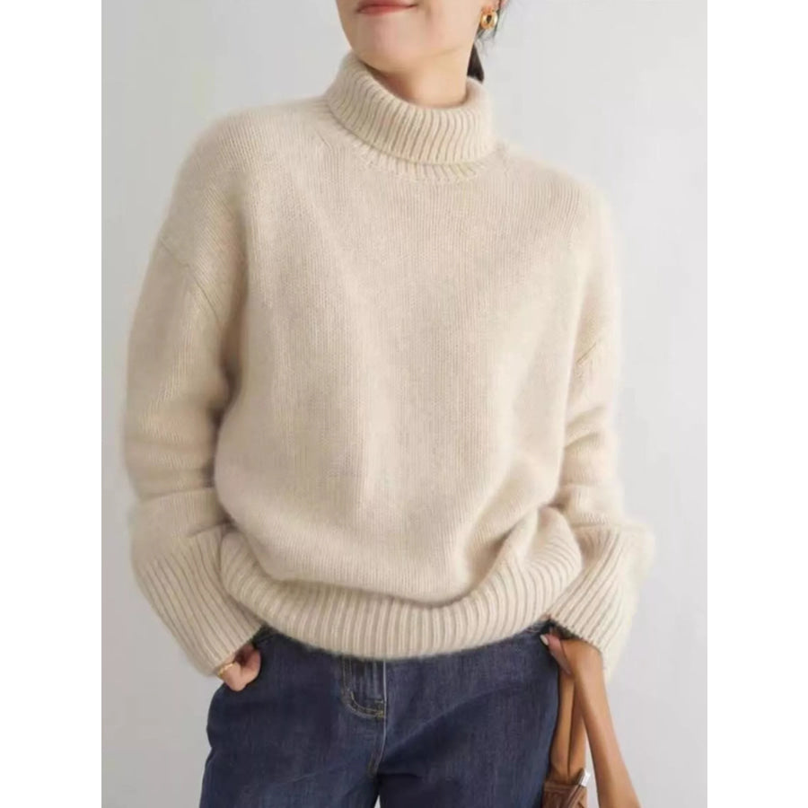 Turtleneck Dropped Shoulder Sweater Apparel and Accessories