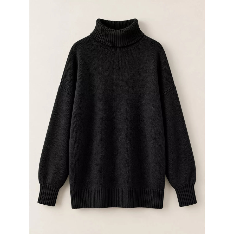 Turtleneck Dropped Shoulder Sweater Apparel and Accessories
