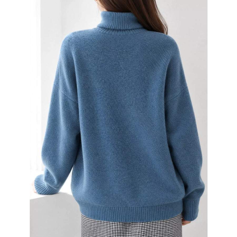 Turtleneck Dropped Shoulder Sweater Apparel and Accessories