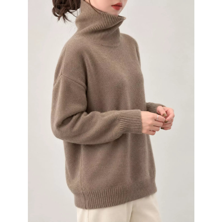 Turtleneck Dropped Shoulder Sweater Apparel and Accessories
