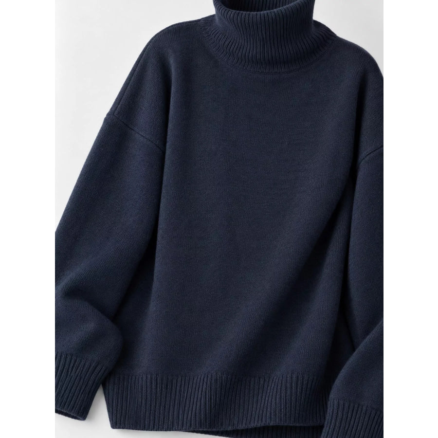 Turtleneck Dropped Shoulder Sweater Apparel and Accessories