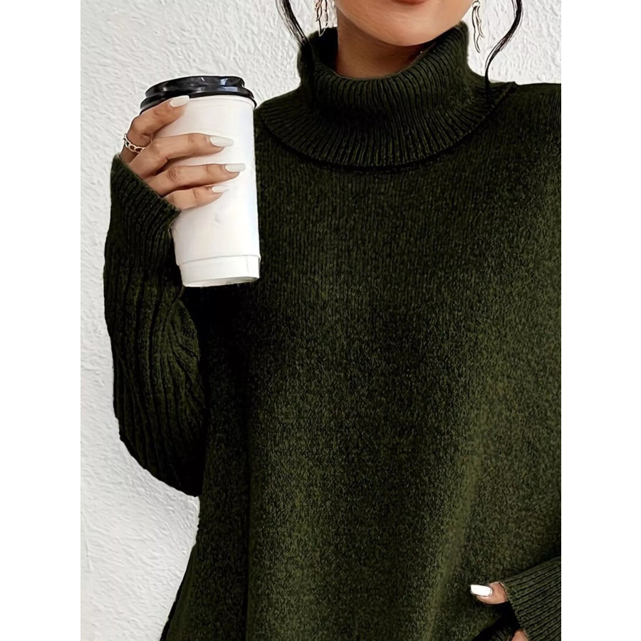 Turtleneck Dropped Shoulder Sweater Apparel and Accessories