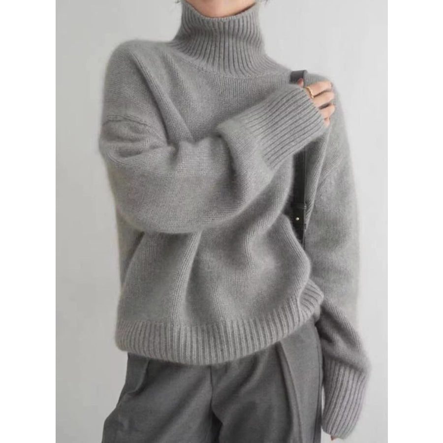 Turtleneck Dropped Shoulder Sweater Apparel and Accessories