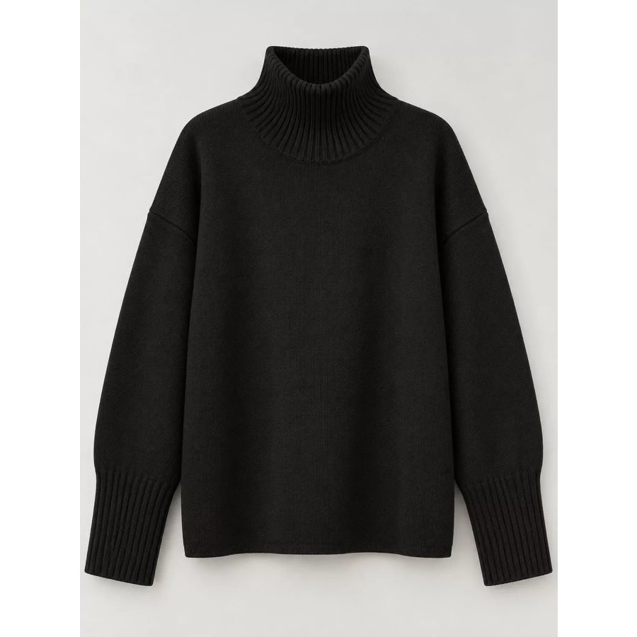 Turtleneck Dropped Shoulder Sweater Apparel and Accessories