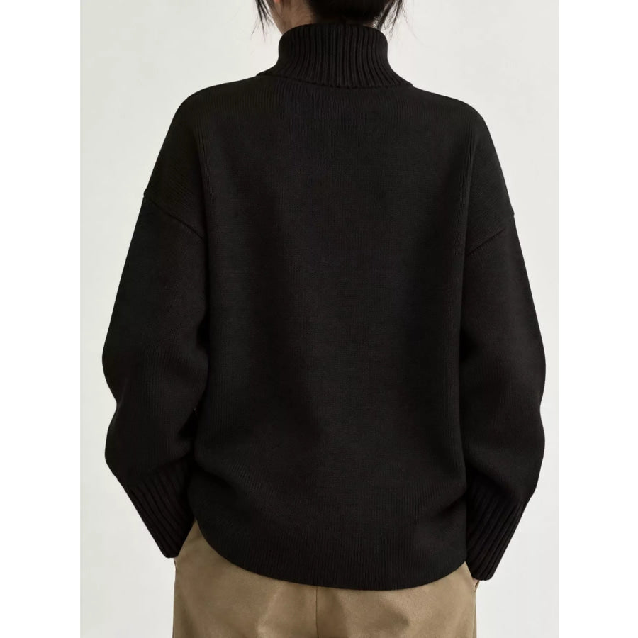 Turtleneck Dropped Shoulder Sweater Apparel and Accessories
