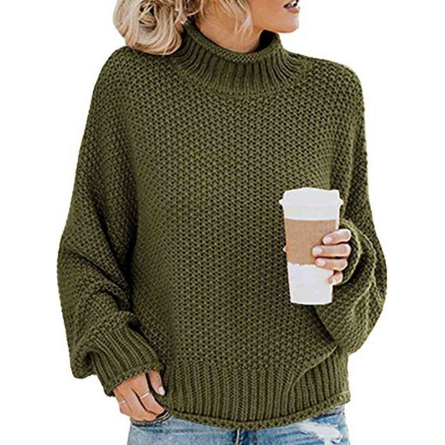 Turtleneck Dropped Shoulder Sweater Clothing