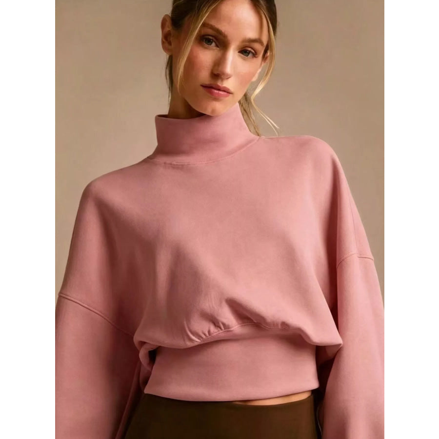 Turtleneck Dropped Shoulder Sweatshirt Apparel and Accessories