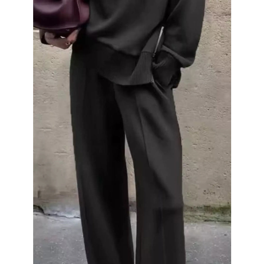Turtleneck Dropped Shoulder Top and Pants Set Apparel and Accessories