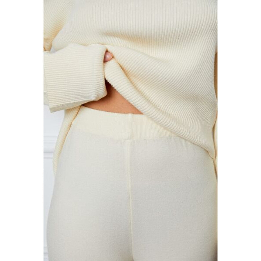 Turtleneck Dropped Shoulder Top and Pants Sweater Set Apparel and Accessories