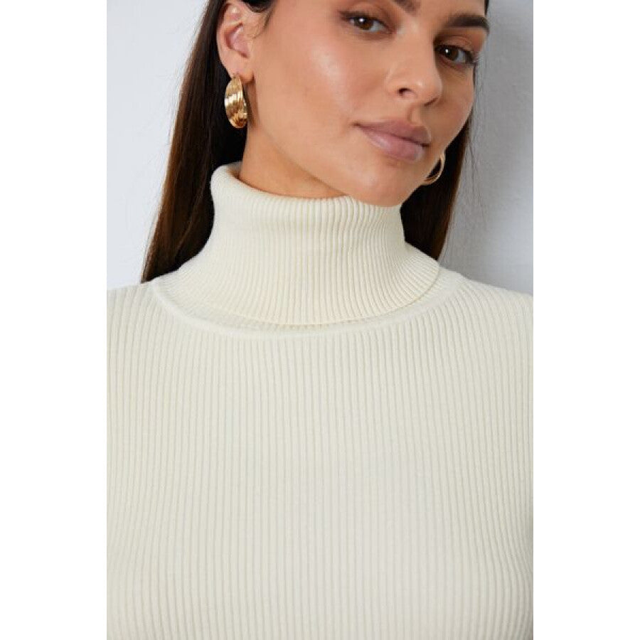 Turtleneck Dropped Shoulder Top and Pants Sweater Set Apparel and Accessories