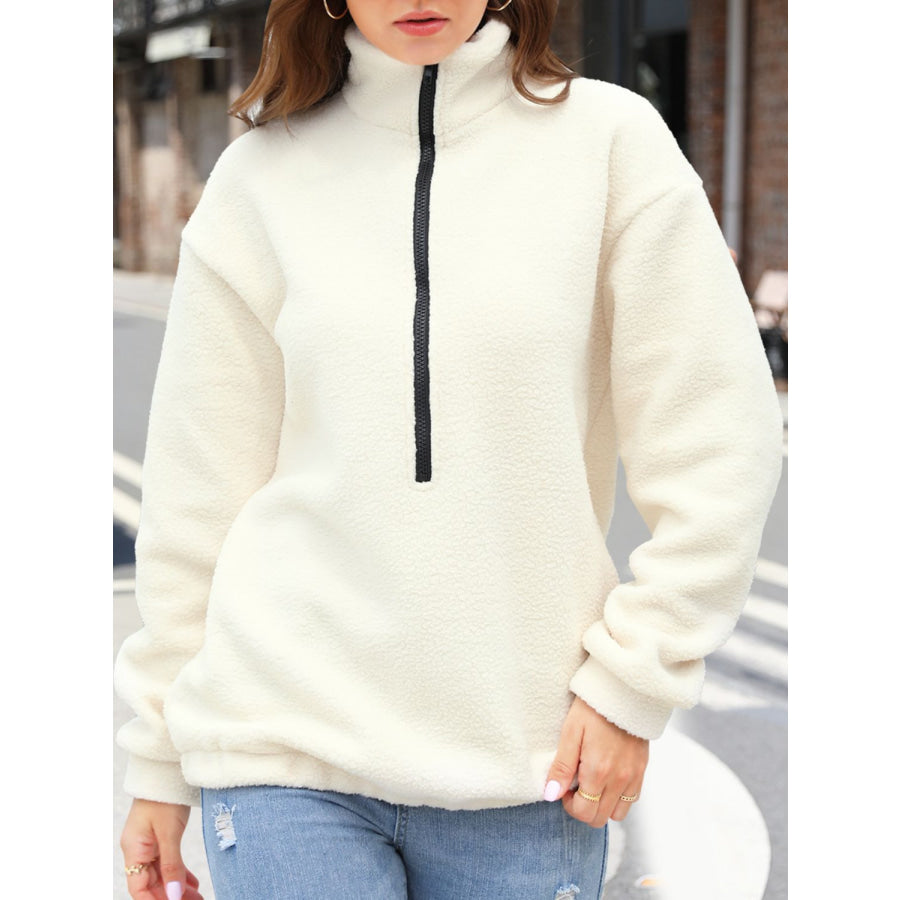 Turtleneck Half Zip Long Sleeve Sweatshirt Apparel and Accessories