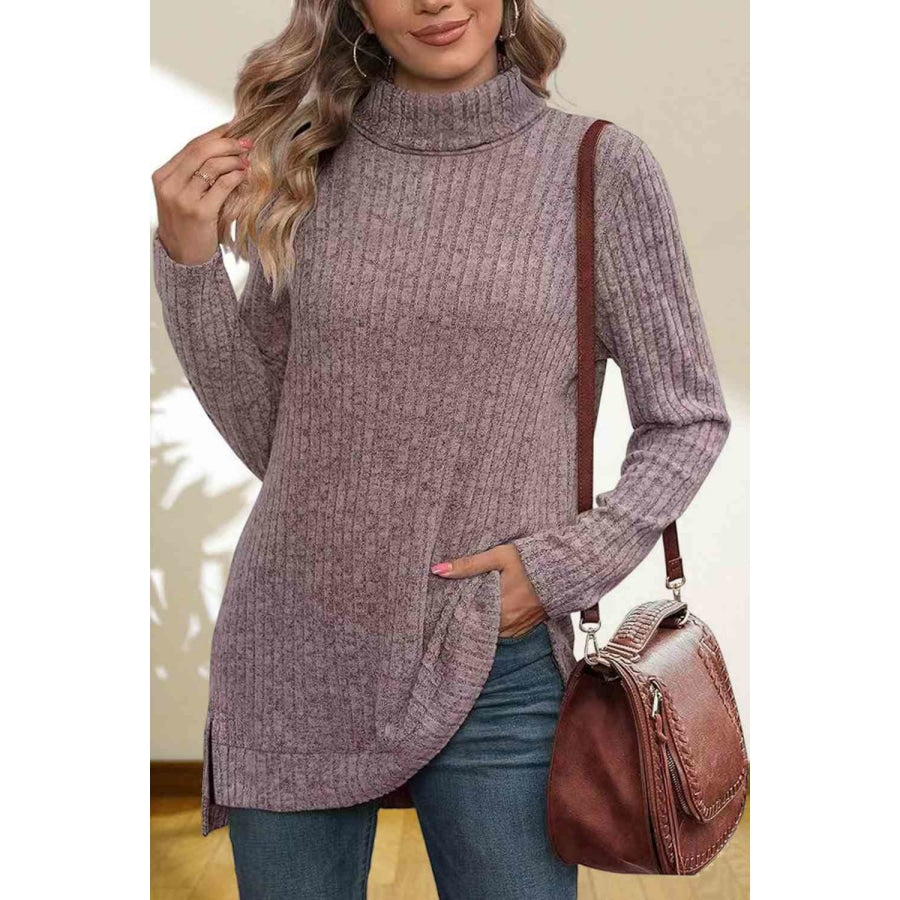 Turtleneck High Low Top Lavender / S