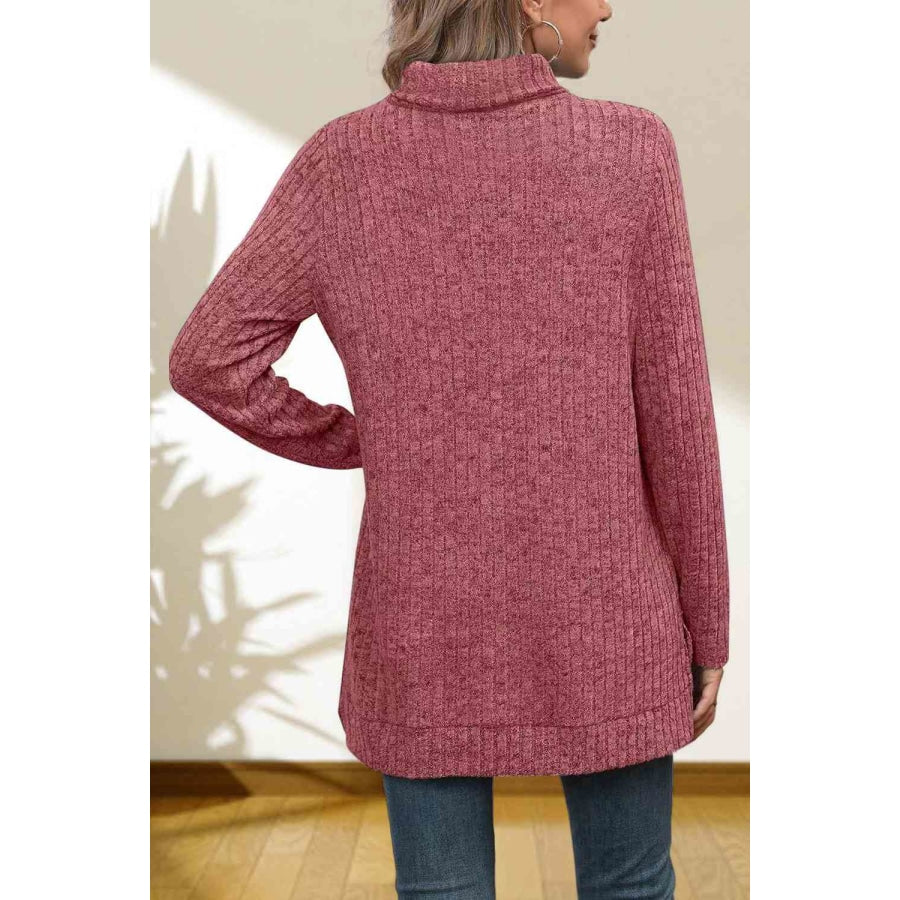 Turtleneck High Low Top Cerise / S