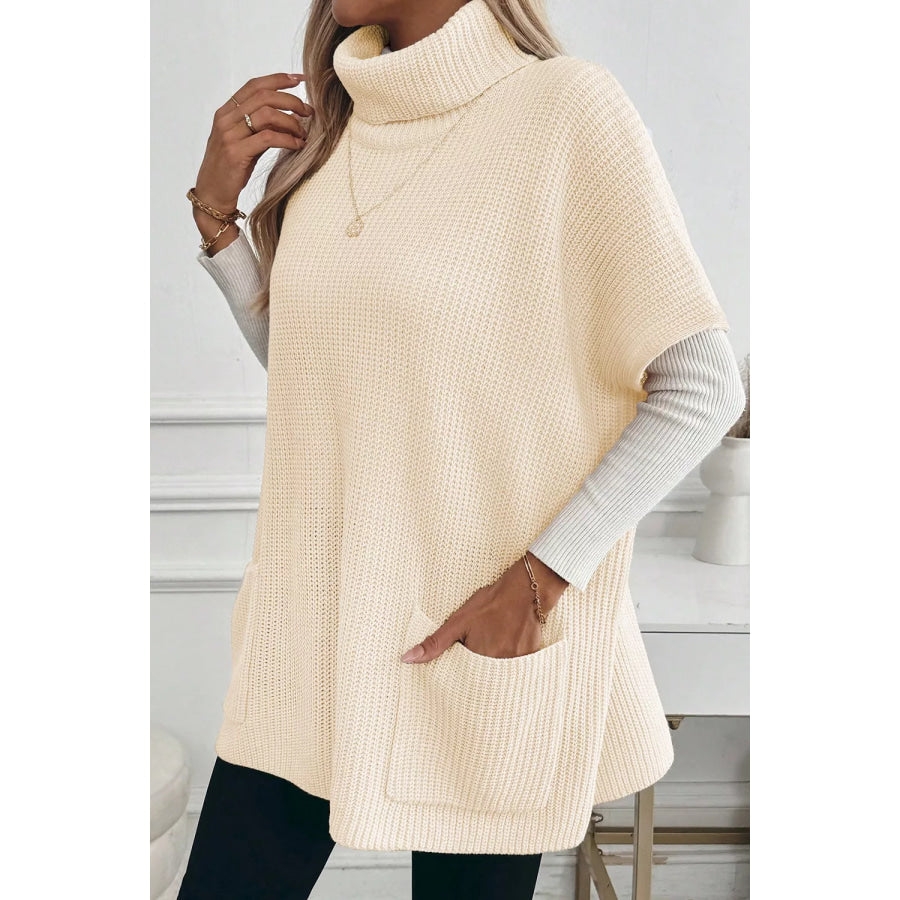 Turtleneck Knit Short Sleeve Sweater Apparel and Accessories