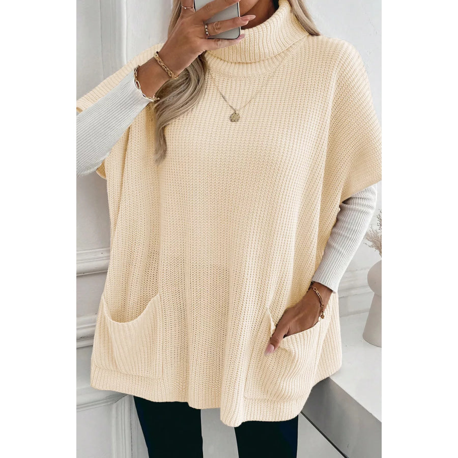 Turtleneck Knit Short Sleeve Sweater Apparel and Accessories