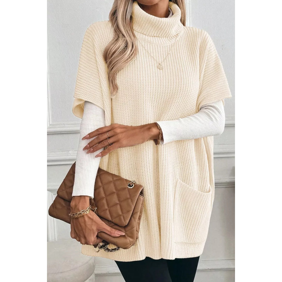Turtleneck Knit Short Sleeve Sweater Apparel and Accessories