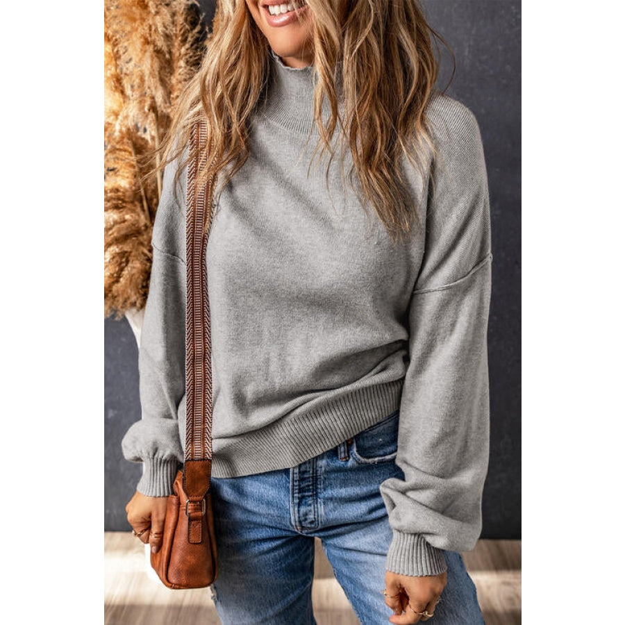 Turtleneck Lantern Sleeve Sweater Cloudy Blue / S