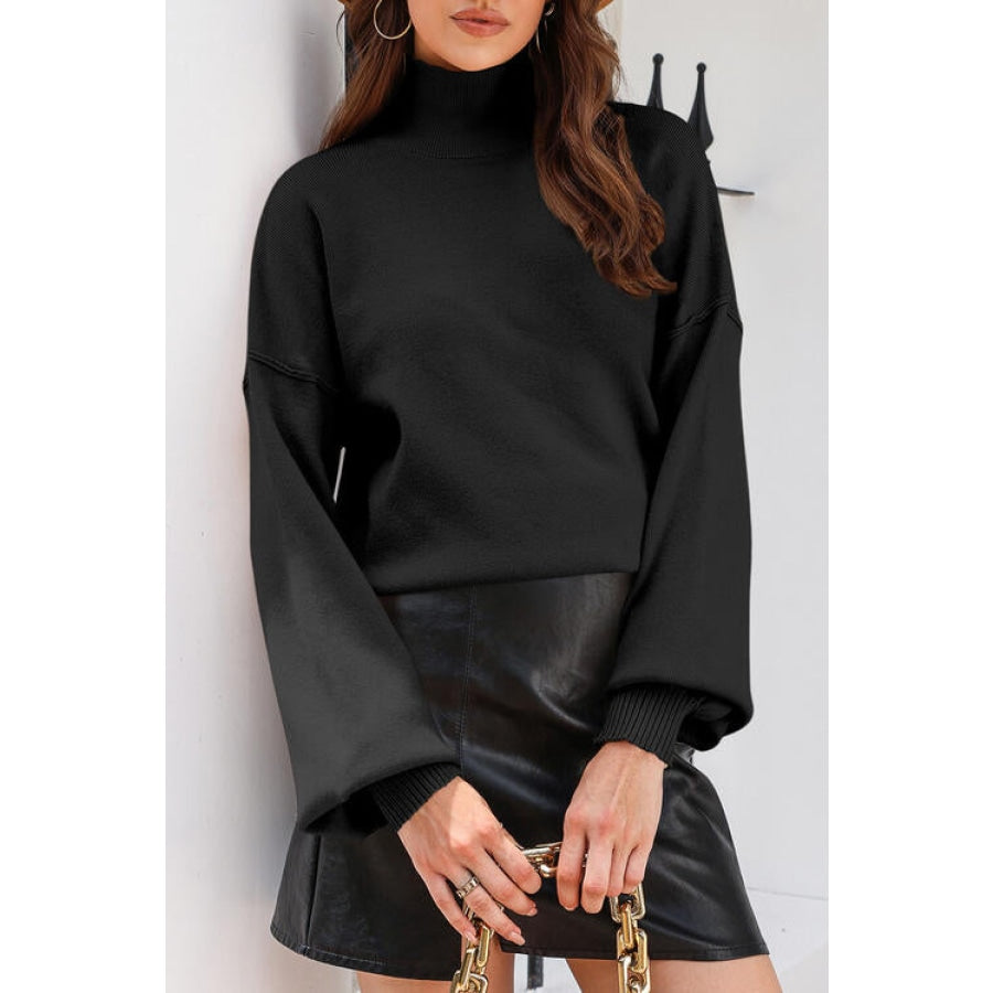 Turtleneck Lantern Sleeve Sweater