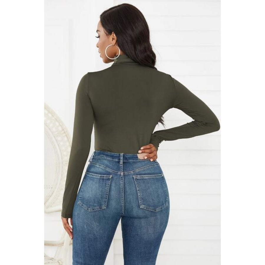 Turtleneck Long Sleeve Bodysuit Army Green / S Clothing