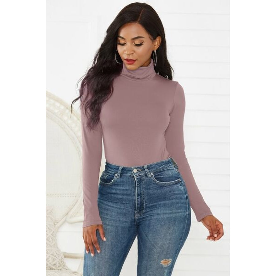 Turtleneck Long Sleeve Bodysuit Light Mauve / S Clothing