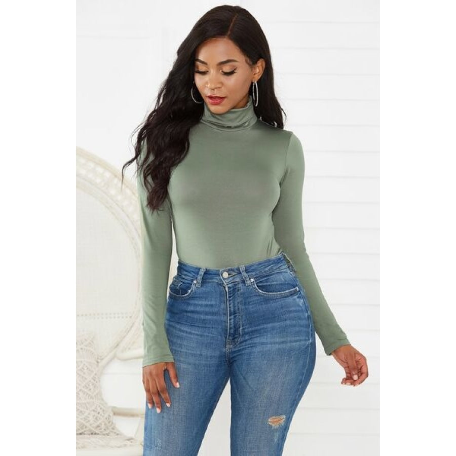 Turtleneck Long Sleeve Bodysuit Sage / S Clothing