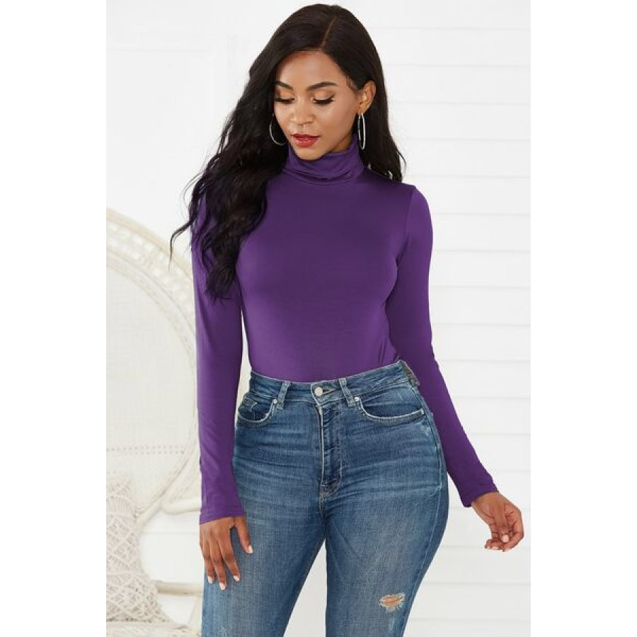 Turtleneck Long Sleeve Bodysuit Violet / S Clothing