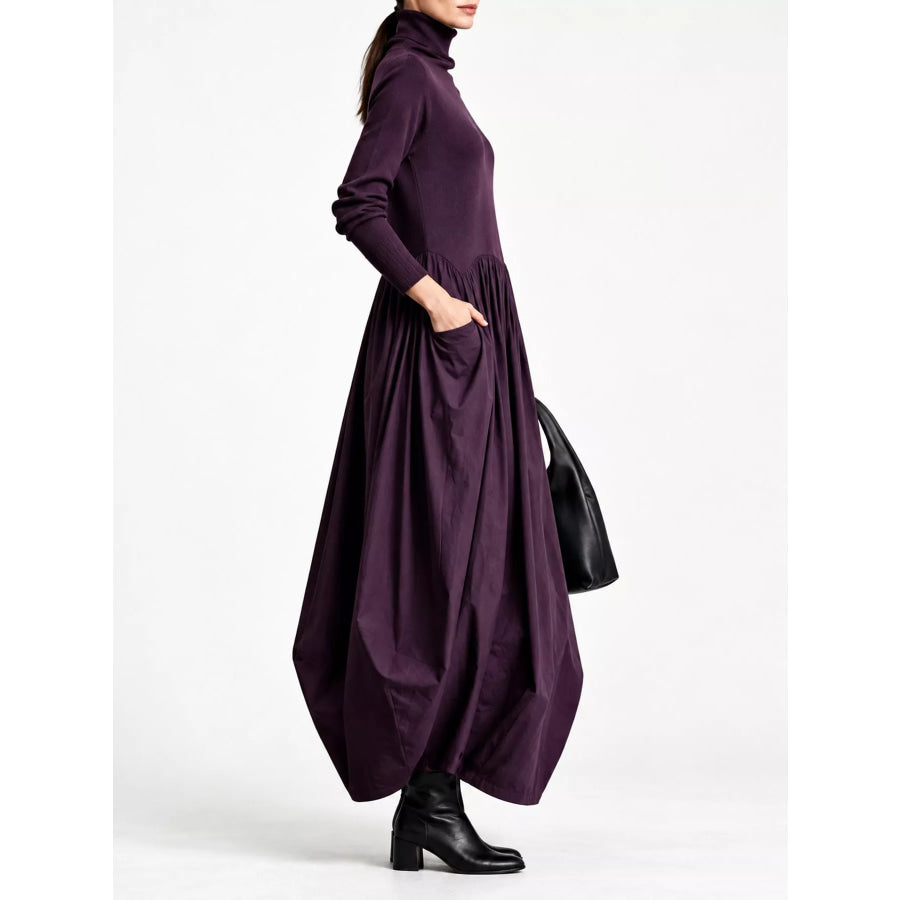 Turtleneck Long-Sleeve Maxi Dress Apparel and Accessories