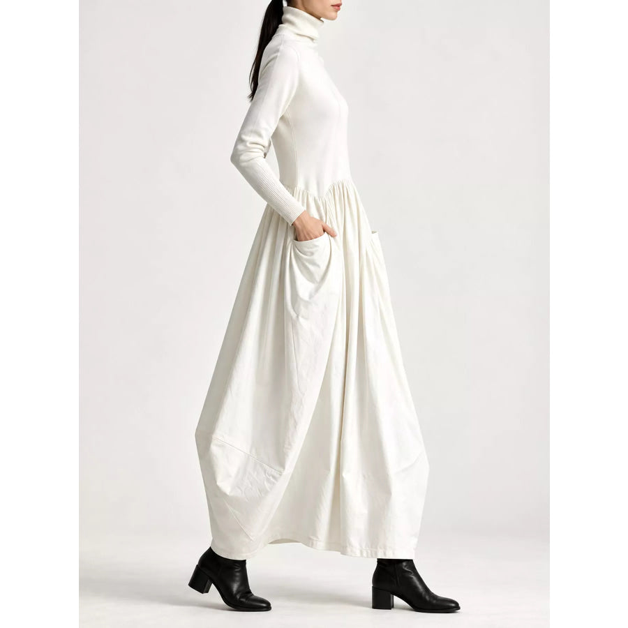 Turtleneck Long-Sleeve Maxi Dress Apparel and Accessories