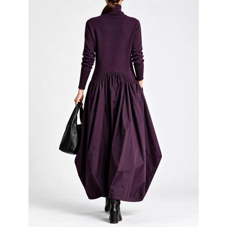 Turtleneck Long-Sleeve Maxi Dress Apparel and Accessories