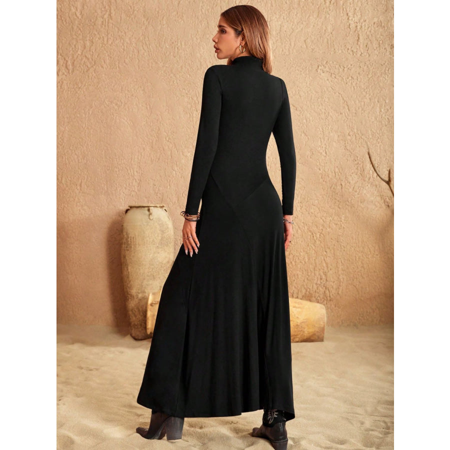 Turtleneck Long Sleeve Maxi Dress Apparel and Accessories