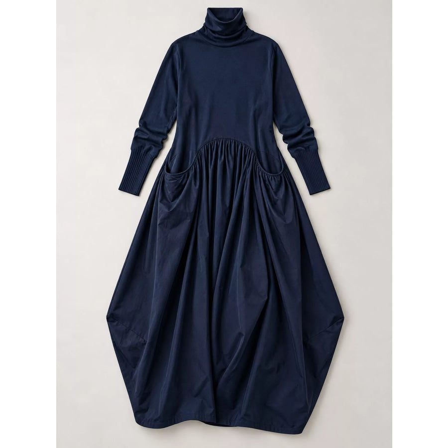 Turtleneck Long-Sleeve Maxi Dress Apparel and Accessories
