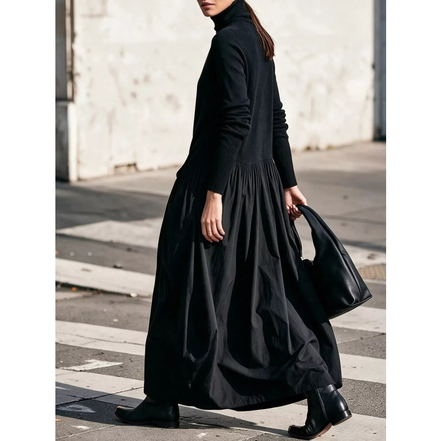 Turtleneck Long-Sleeve Maxi Dress Apparel and Accessories