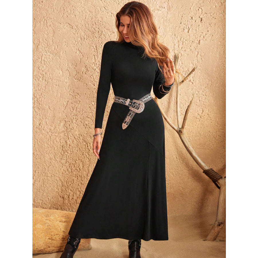 Turtleneck Long Sleeve Maxi Dress Apparel and Accessories