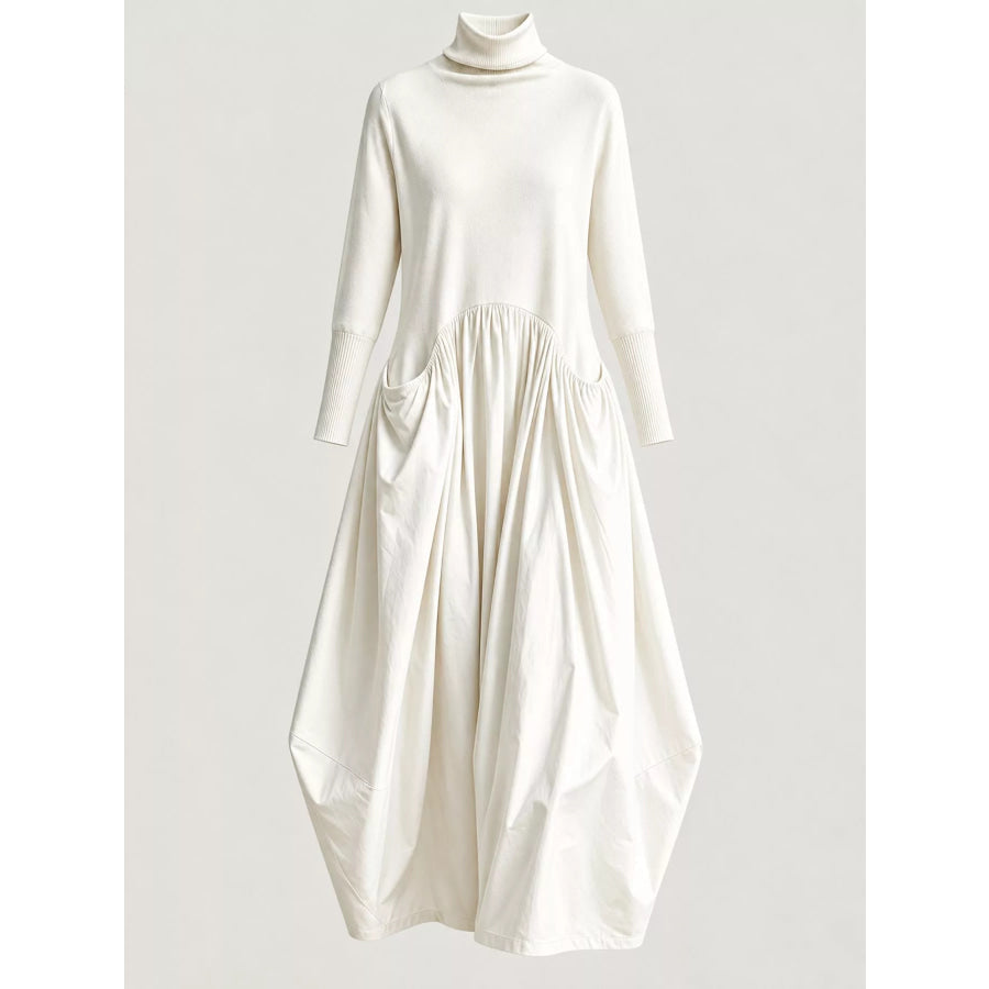 Turtleneck Long-Sleeve Maxi Dress Apparel and Accessories