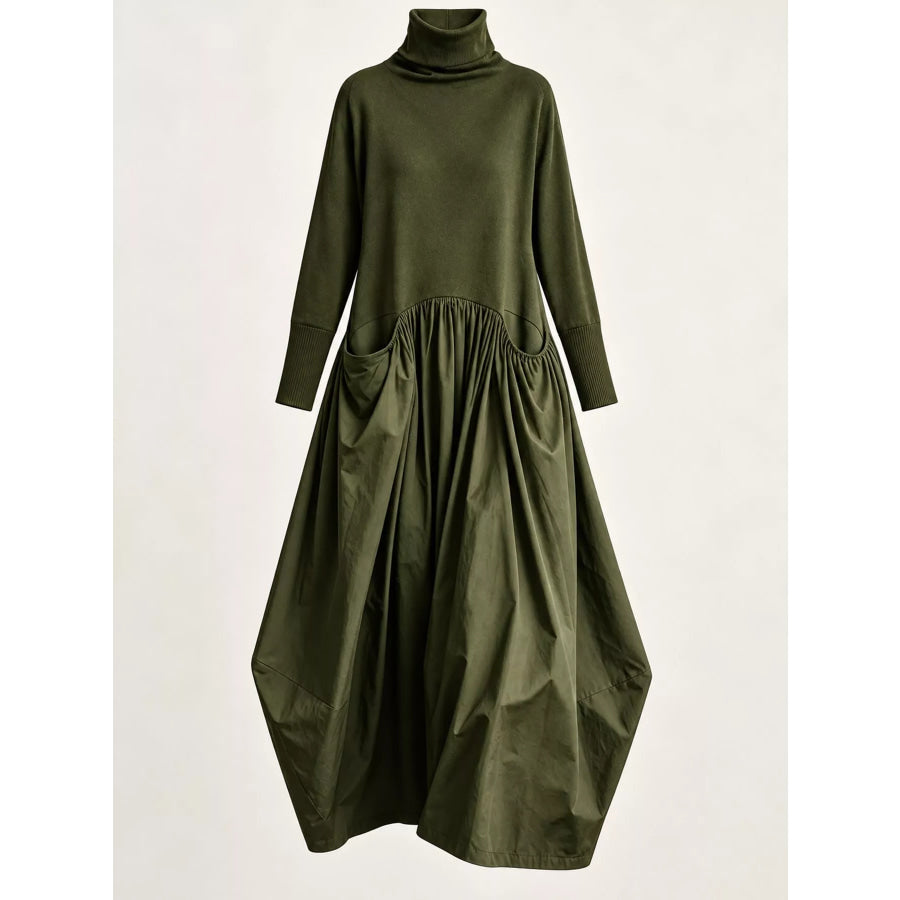 Turtleneck Long-Sleeve Maxi Dress Apparel and Accessories