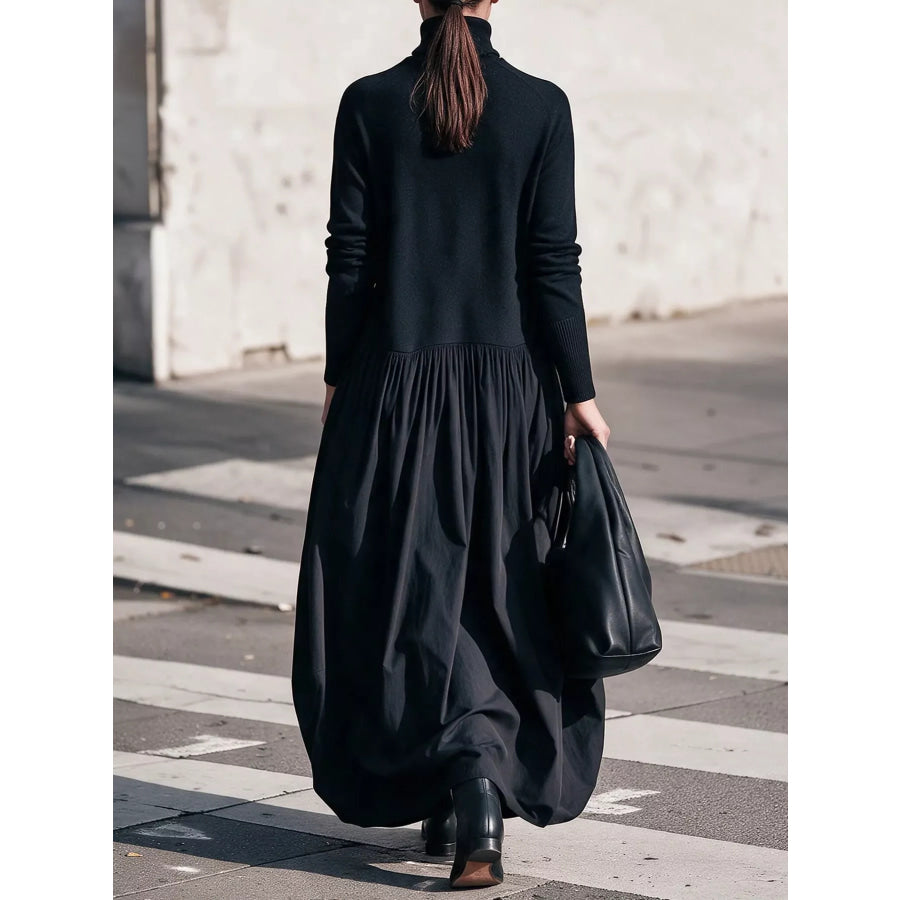 Turtleneck Long-Sleeve Maxi Dress Apparel and Accessories