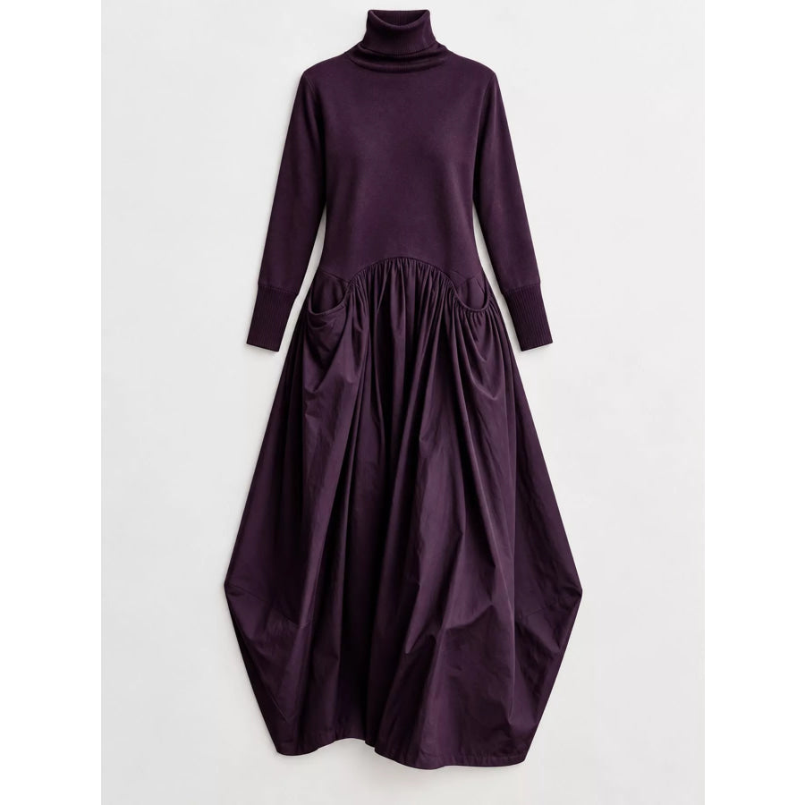 Turtleneck Long-Sleeve Maxi Dress Apparel and Accessories