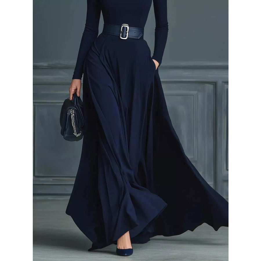 Turtleneck Long Sleeve Maxi Dress Apparel and Accessories