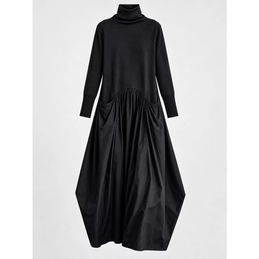 Turtleneck Long-Sleeve Maxi Dress Apparel and Accessories