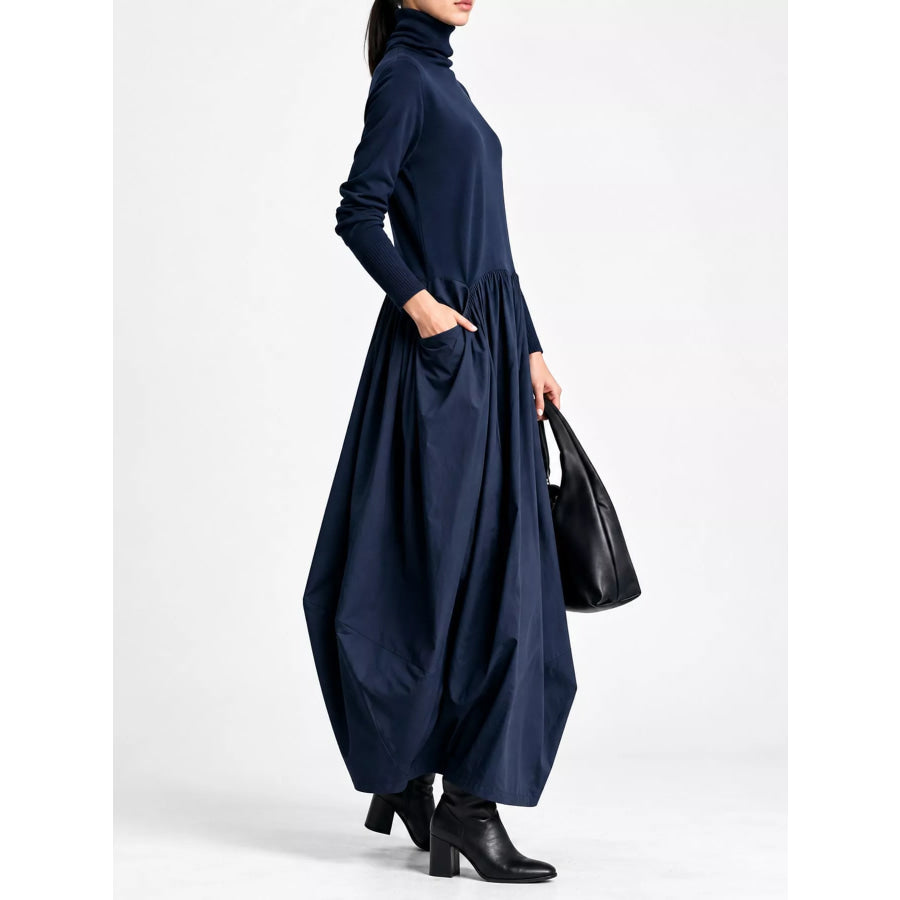 Turtleneck Long-Sleeve Maxi Dress Apparel and Accessories