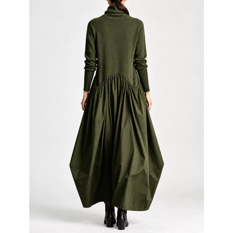 Turtleneck Long-Sleeve Maxi Dress Apparel and Accessories