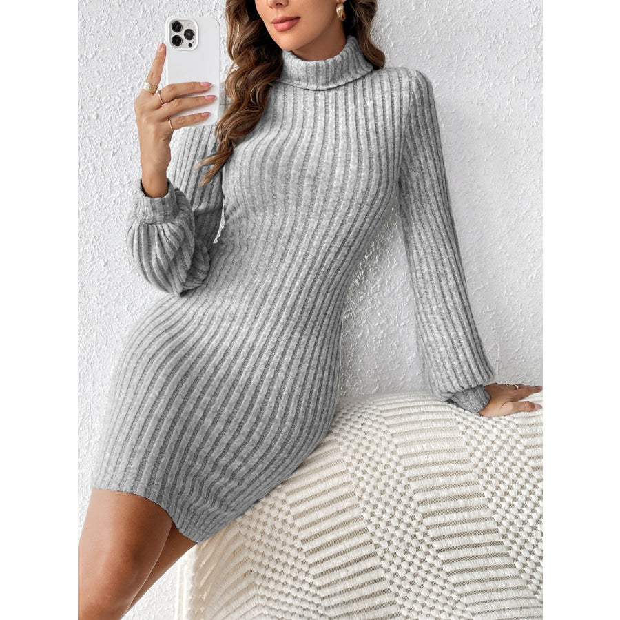 Turtleneck Long Sleeve Mini Dress Apparel and Accessories