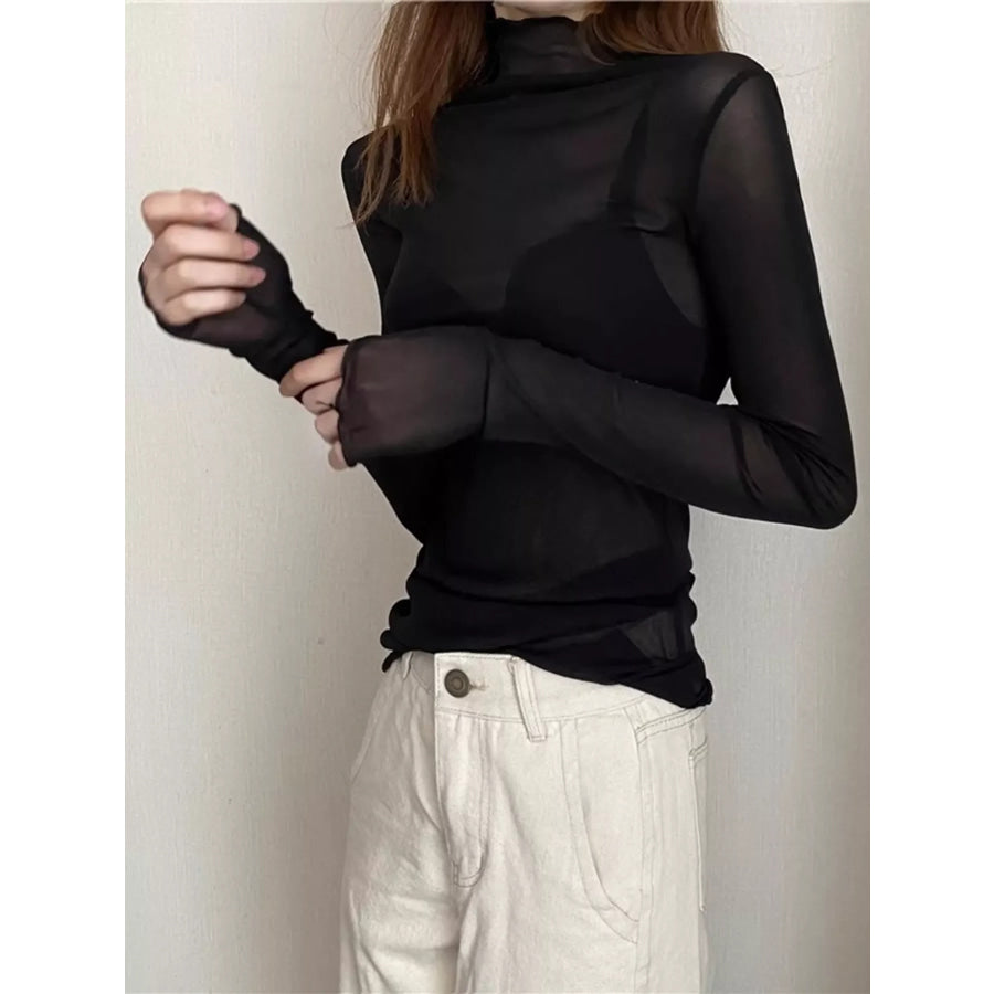 Turtleneck Long Sleeve Slim Fit T-Shirt Apparel and Accessories