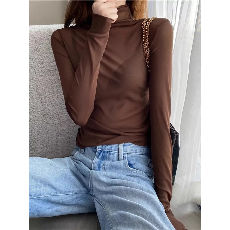 Turtleneck Long Sleeve Slim Fit T-Shirt Apparel and Accessories