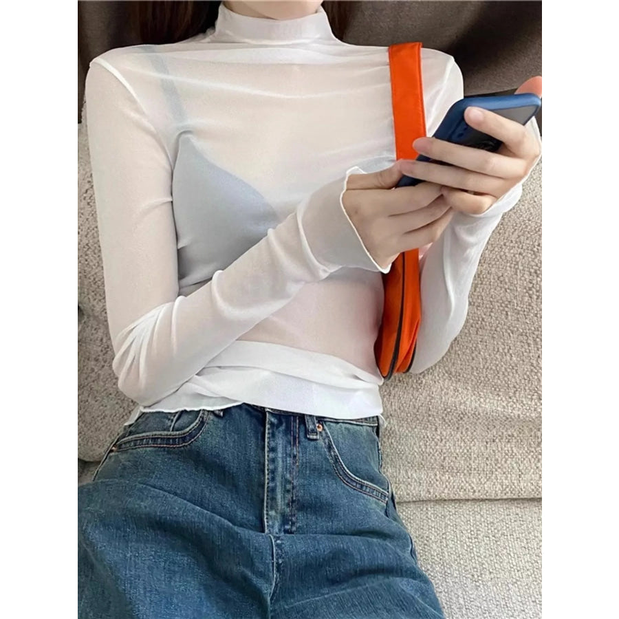 Turtleneck Long Sleeve Slim Fit T-Shirt Apparel and Accessories