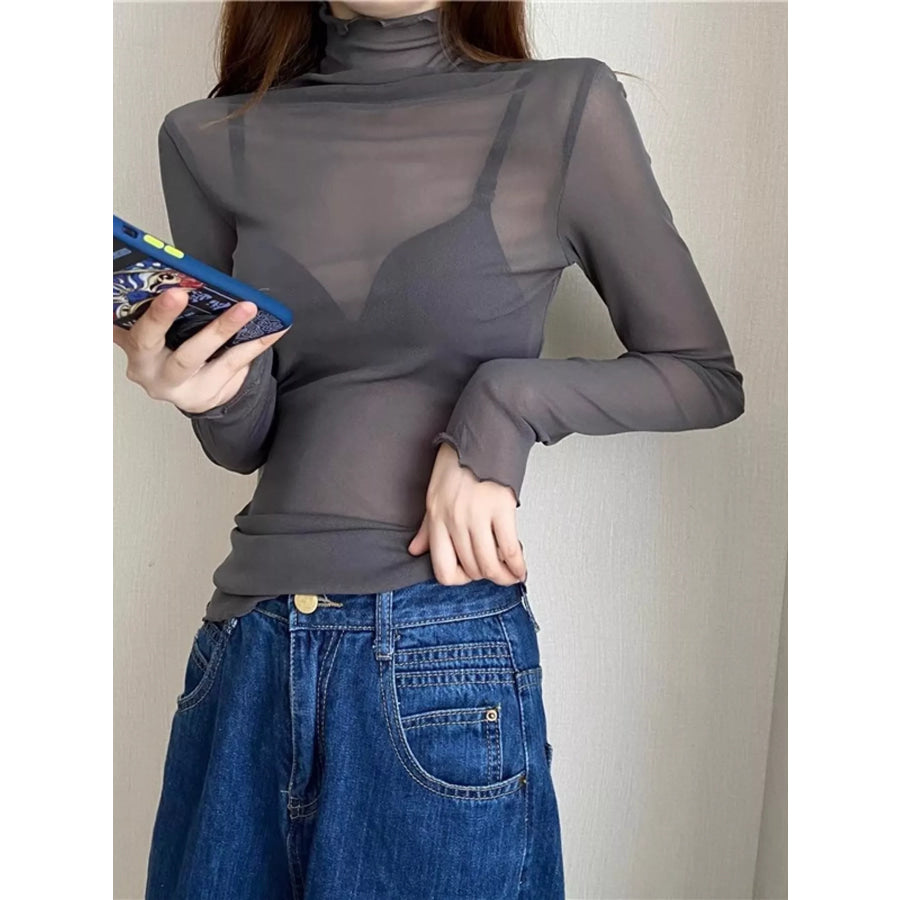 Turtleneck Long Sleeve Slim Fit T-Shirt Apparel and Accessories