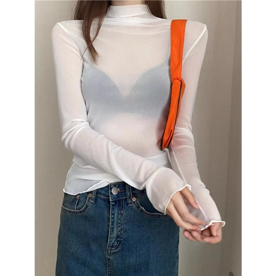 Turtleneck Long Sleeve Slim Fit T-Shirt Apparel and Accessories
