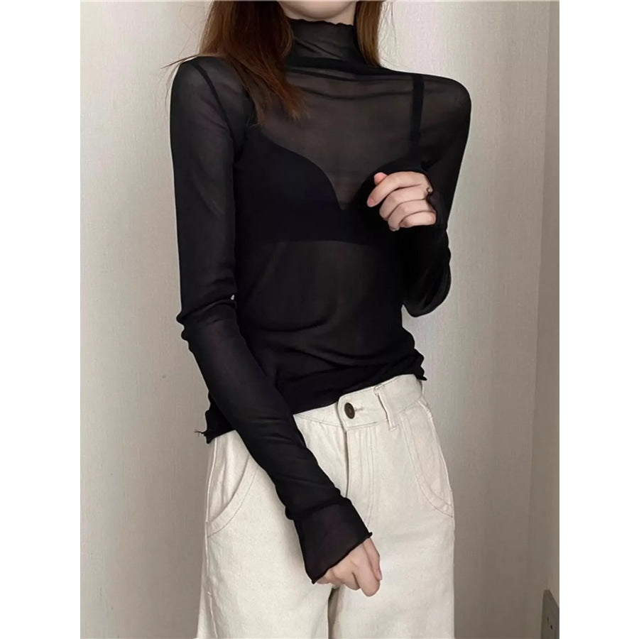 Turtleneck Long Sleeve Slim Fit T-Shirt Apparel and Accessories