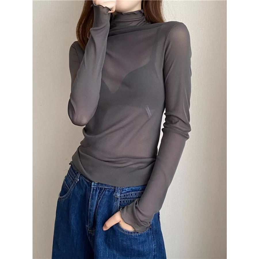 Turtleneck Long Sleeve Slim Fit T-Shirt Apparel and Accessories