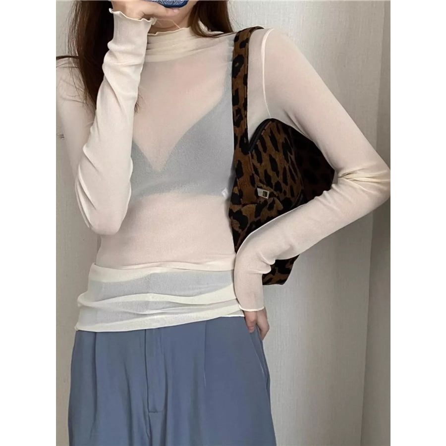 Turtleneck Long Sleeve Slim Fit T-Shirt Apparel and Accessories